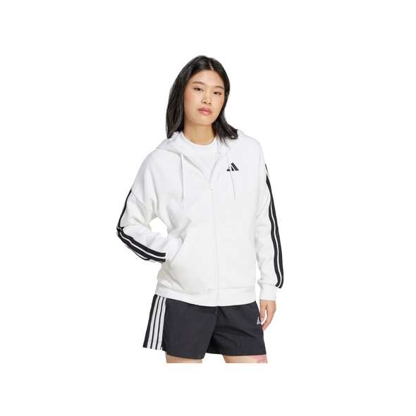 Adidas Womens Essentials 3-Stripes Full-Zip Fleece Hoodie