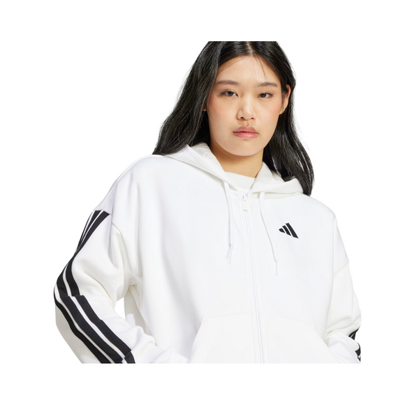 Adidas Womens Essentials 3-Stripes Full-Zip Fleece Hoodie